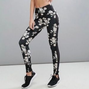 Free People Movement Liza Black Floral Leggings Sz Large